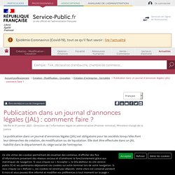 Publication dans un journal d'annonces légales (JAL) : comment faire ? - professionnels