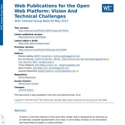 Web Publications for the Open Web Platform: Vision And Technical Challenges