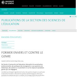 Former envers et contre le genre - Publications de la Section des Sciences de l'éducation