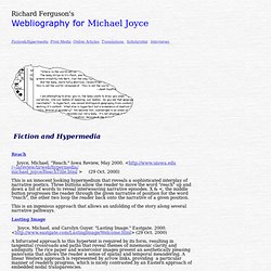 Michael Joyce publications  Fiction and Hypermedia