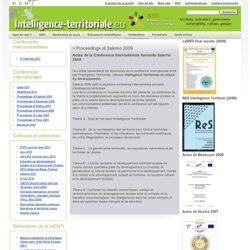 Publications / Accueil - Territorial Intelligence Portal. Knowledge, Methods, Governance and tools for action