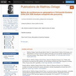 CV HAL : Publications de Matthieu Delage