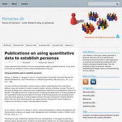 Publications on using quantitative data to establish personas