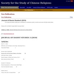 New Publications § Society for the Study of Chinese Religions