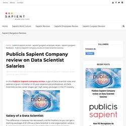 Publicis Sapient Company review on Data Scientist Salaries