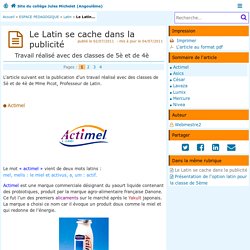Le Latin se cache dans la publicité - Site du collège Jules Michelet (Angoulême)