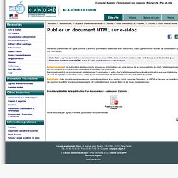 Publier un document HTML sur e-sidoc - CRDP de l'académie de Dijon
