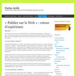 « Publier sur le Web » : retour d’expérience