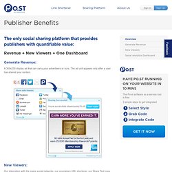 Po.st : Publisher Social Sharing Benefits - Social Sharing Analytics to Generate Revenue and New Users to Website -