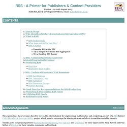 RSS - A Primer for Publishers and Content Providers