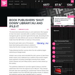 Book Publishers ‘Shut Down’ Library.nu and iFile-it