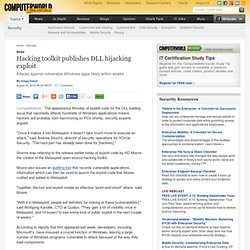 Hacking toolkit publishes DLL hijacking exploit - Windows, software, security, operating systems, Microsoft - Techworld
