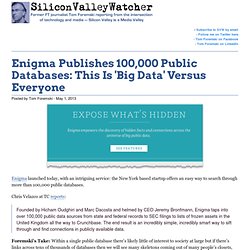 Enigma Publishes 100,000 Public Databases: This Is 'Big Data' Versus Everyone -SVW