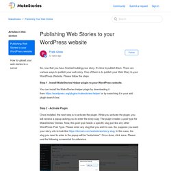 Publishing Web Stories to your WordPress website – MakeStories