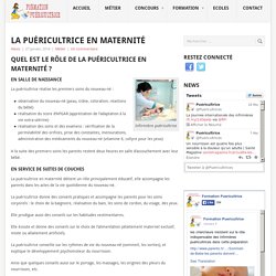 Le rôle de la puéricultrice en maternité - Formation-puéricultrice