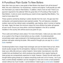 A Punctilious Plain Guide To New Boilers