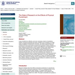 The State of Research on the Effects of Physical Punishment - Ministry of Social Development