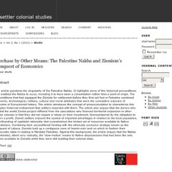 Purchase by Other Means: The Palestine Nakba and Zionism’s Conquest of Economics