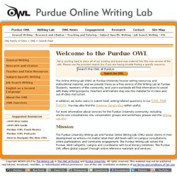 OWL at Purdue University: Using Modern Language Association (MLA