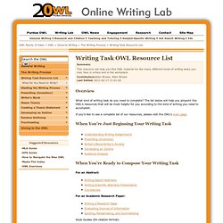 Writing Task Resource List