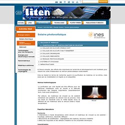 LITEN - Cellules et modules - Purification et cristallisation du silicium