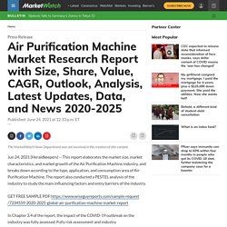 July 2021 report on Air Purification Machine Market Research Report with Size, Share, Value, CAGR, Outlook, Analysis, Latest Updates, Data, and News 2020-2025