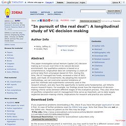 "In pursuit of the real deal": A longitudinal study of VC decision making