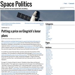 Space Politics » Putting a price on Gingrich’s lunar plans