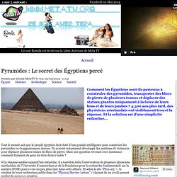 Pyramides : Le secret des Égyptiens percé