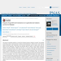 PNAS 20/11/12 Impact of pyrethroid resistance on operational malaria control in Malawi