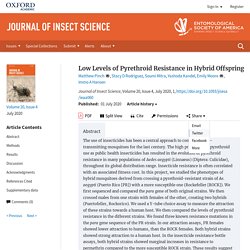 J Insect Sci - 2020 Jul - Low Levels of Pyrethroid Resistance in Hybrid Offspring of a Highly Resistant and a More Susceptible Mosquito Strain