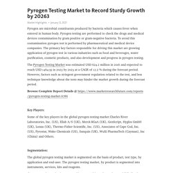 Pyrogen Testing Market to Record Sturdy Growth by 20263 – Telegraph