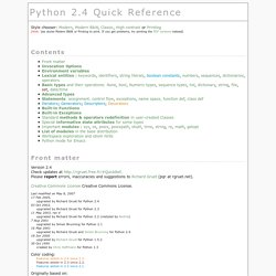 Python 2.4 Quick Reference