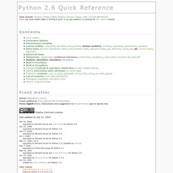 Python 2.6 Quick Reference