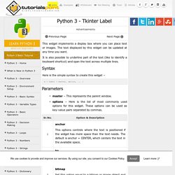 Python 3 Tkinter Label
