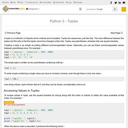 Python 3 - Tuples - Tutorialspoint