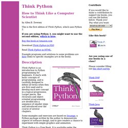 Think Python: How to Think Like a Computer Scientist