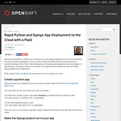 Rapid Python and Django App Deployment to the Cloud with a PaaS