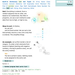 Python Sort Examples: Sorted List, Dictionary