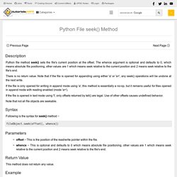 Python File seek() Method