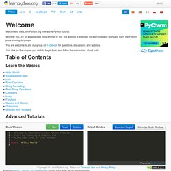 Welcome - Learn Python - Free Interactive Python Tutorial