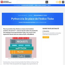 Python à la 3e place de l'indice Tiobe