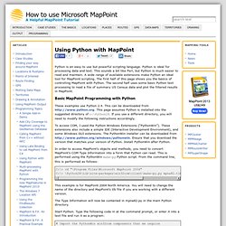 MapPoint Programming: Using Python to Control MapPoint