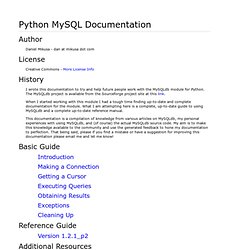 Python MySQL Documentation