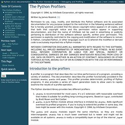 The Python Profilers — Python v3.0.1 documentation