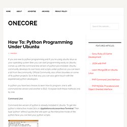 How to:python programming under Ubuntu