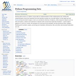 Python Programming/Sets