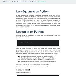 Python : les séquences (tuples et tableau)