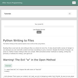 Python Writing to Files Tutorial