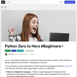 Python Zero to Hero #Beginners⚡ - DEV